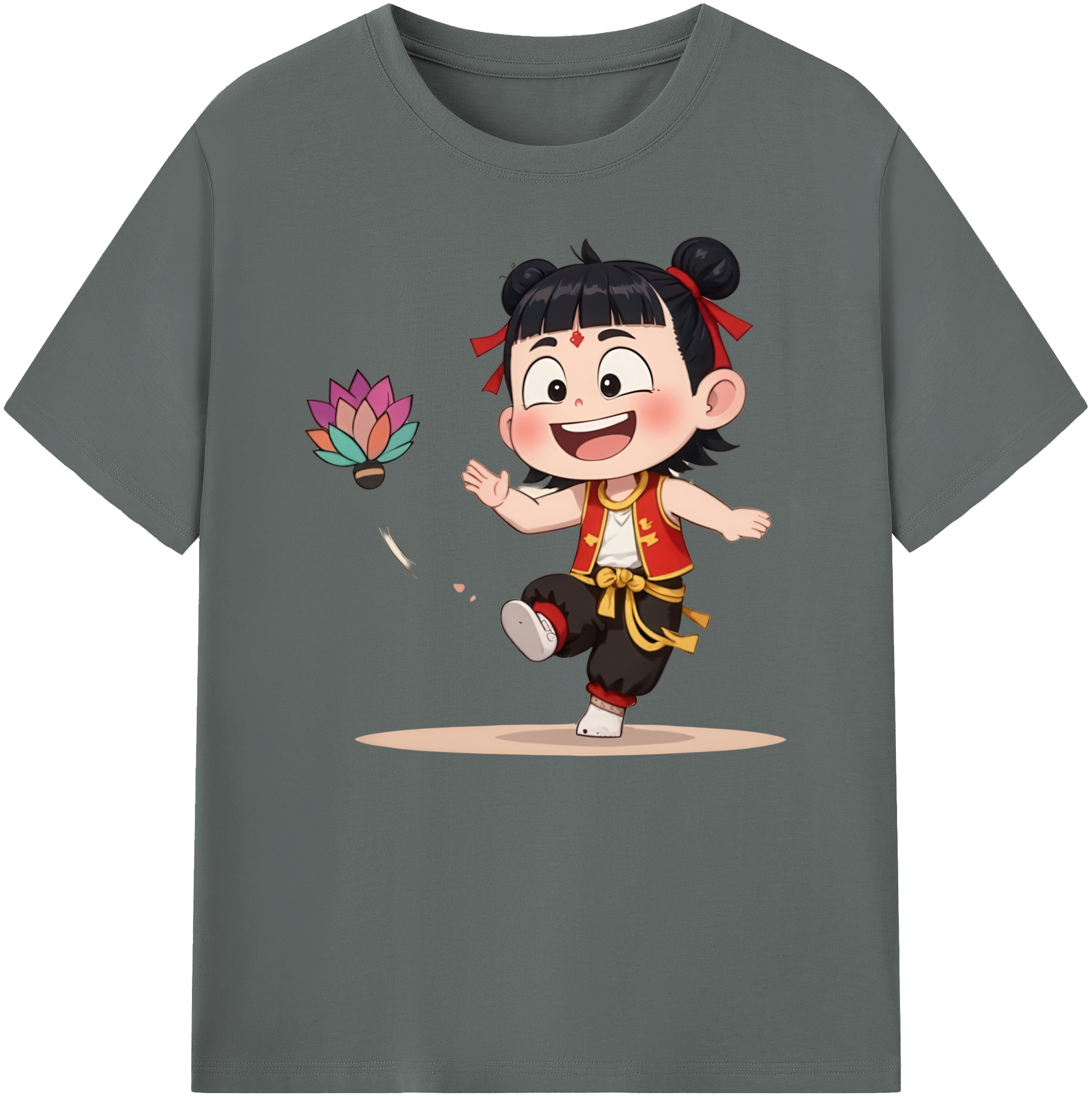 （画像用） Ne Zha 2 ナタ 魔童の大暴れ 綿100％ メンズ半袖Tシャツ｜肌触りやわらか＆通気性